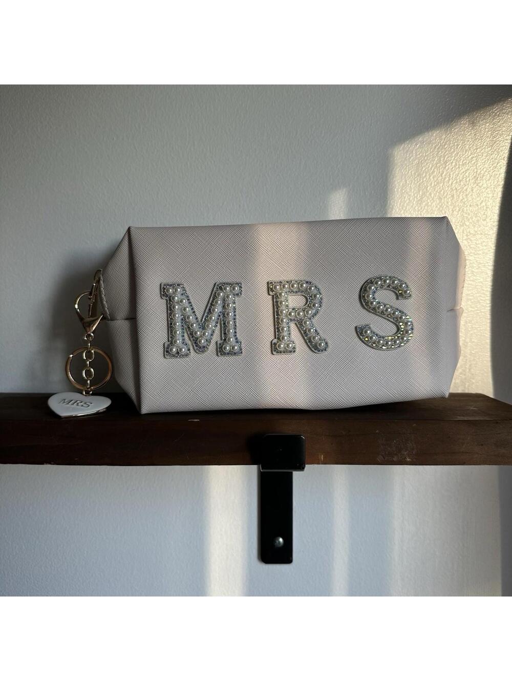 Bridal Mrs. Makeup And Travel Bag With Keychain And Zipper